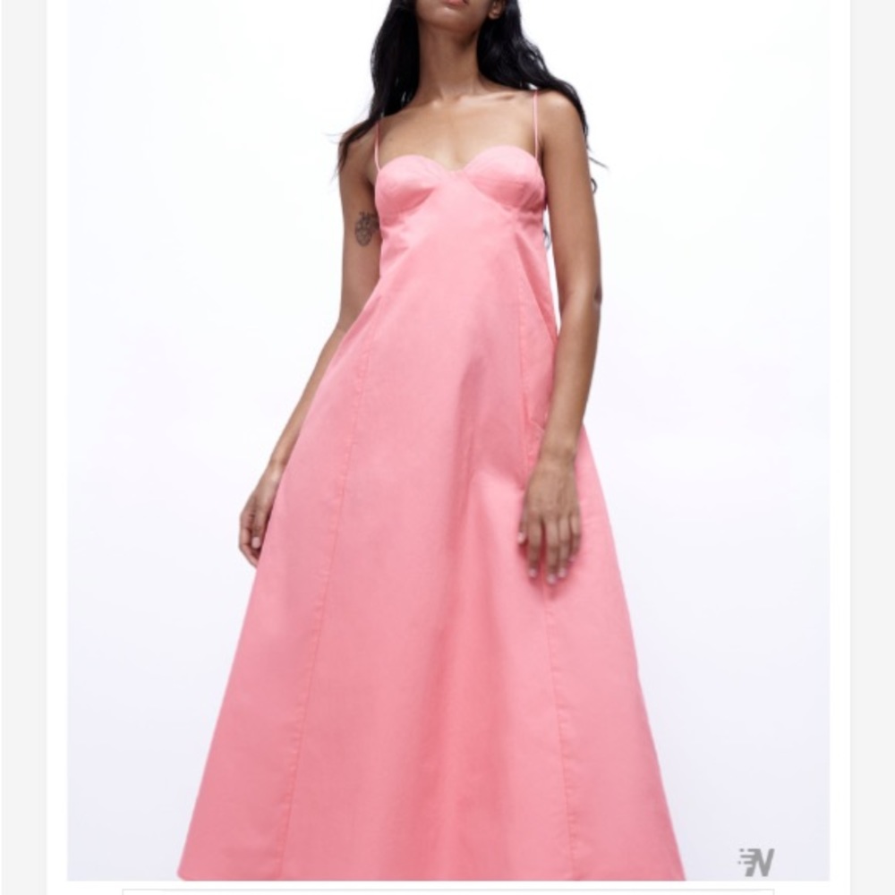 ZARA pink poplin midi dress - Picture 6 of 11